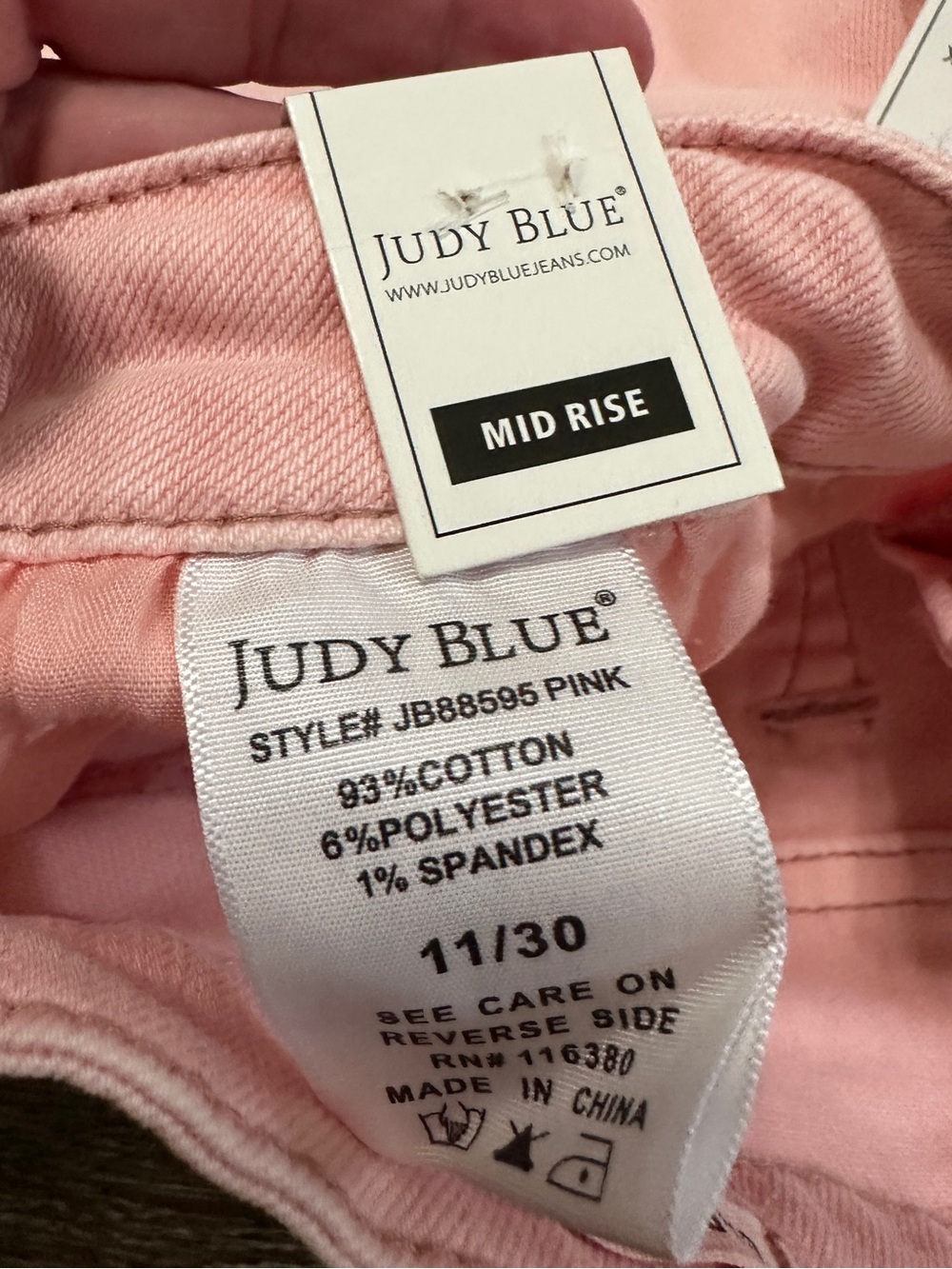 Judy Blue Pretty in Pink Mid-Rise Distressed Jeans Flare Size 11/30 - Picture 13 of 16